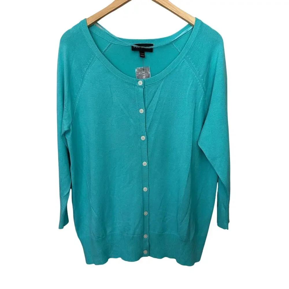 Lane Bryant‎ Cardigan Sweater Women's Size 14/16 Button Up Blue Lightweight New